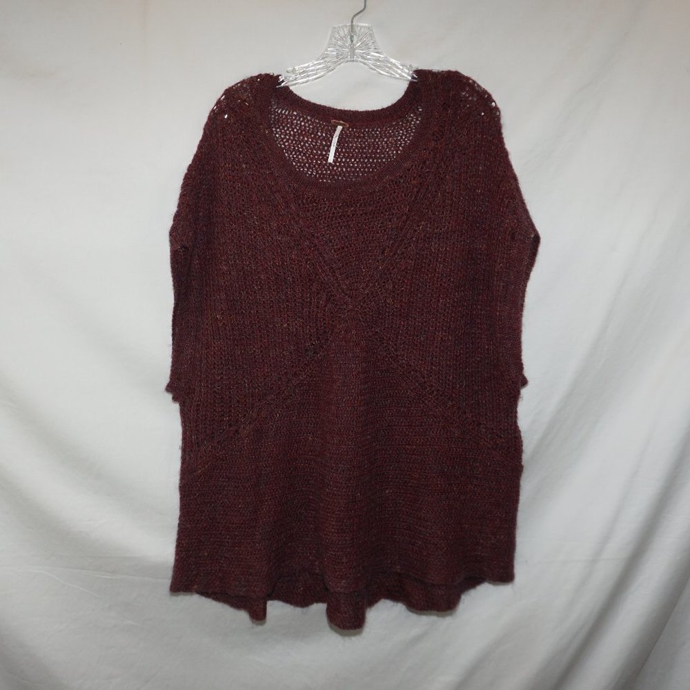 Free People Burgundy V-Neck Sweater